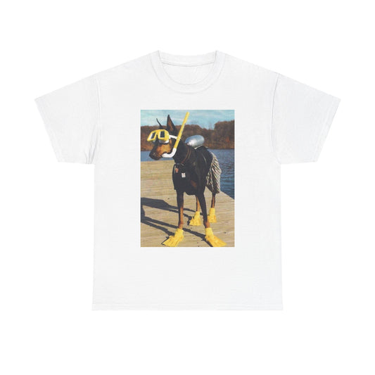 Funny Dog Swimming Jokes Graphic T-Shirt Unisex Heavy Cotton Tee NEW