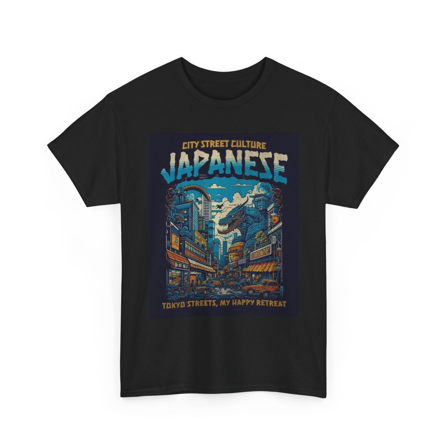 Japanese Tokyo Street Culture Graphic T Shirt Godzilla Unisex Heavy Cotton Tee