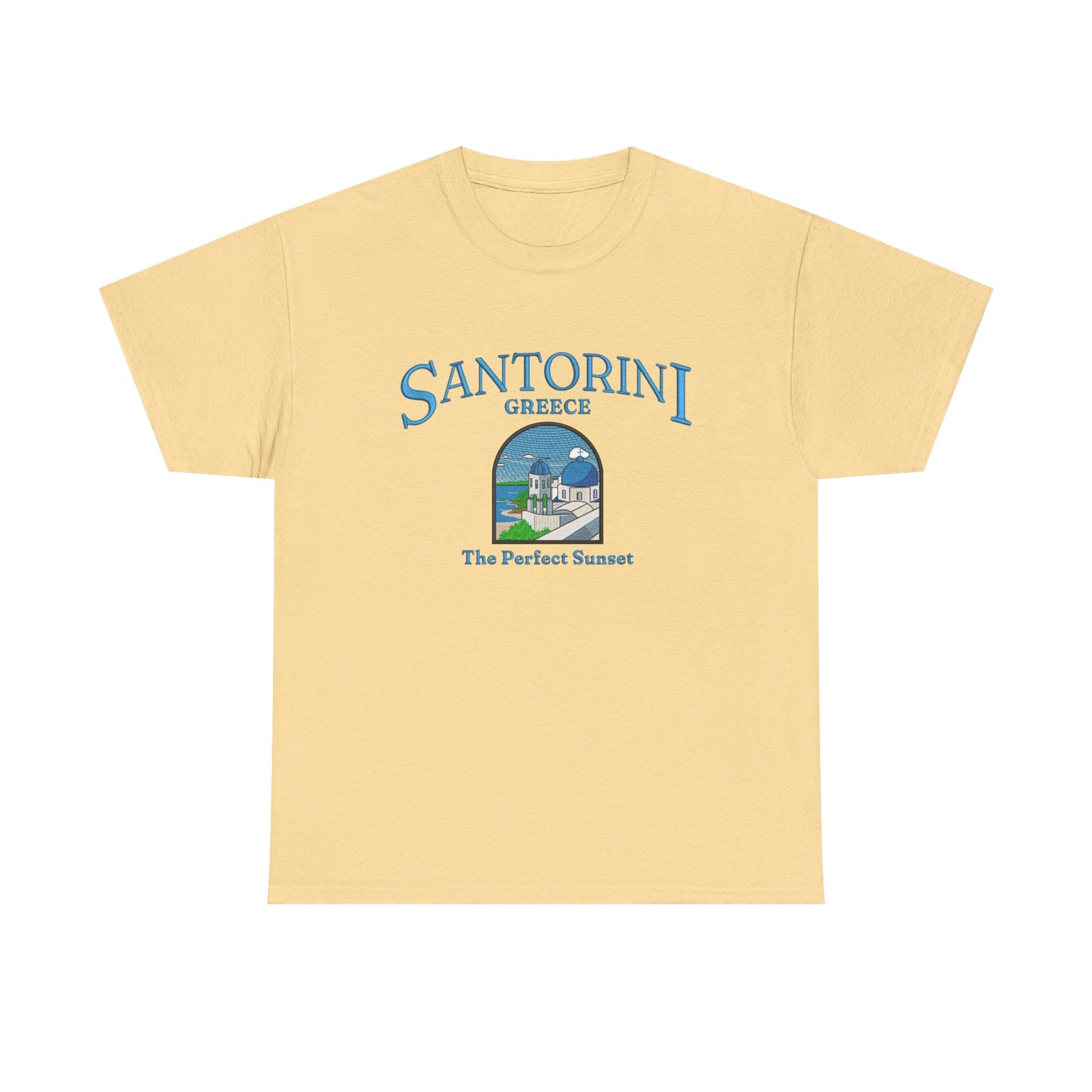 Santorini Greece Graphic T Shirt NEW Unisex Heavy Cotton Tee