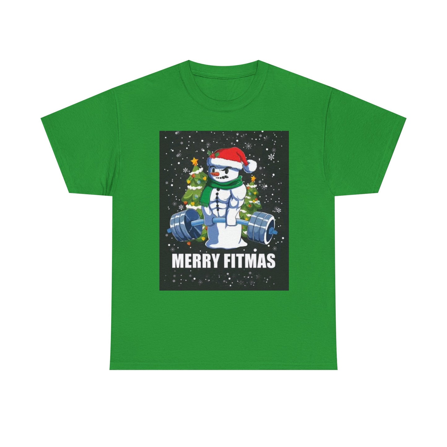 Merry Fitmas Shirt Funny Gym Snowman Christmas Gym Unisex Heavy Cotton Tee
