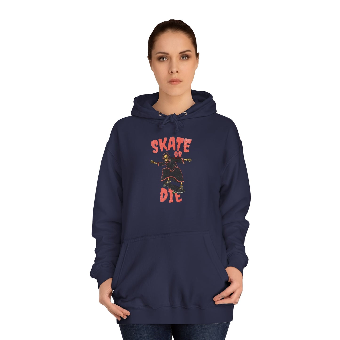 Skate Or Die Hoodie Graphic Skateboarding Grim Reaper Unisex College Hoodie