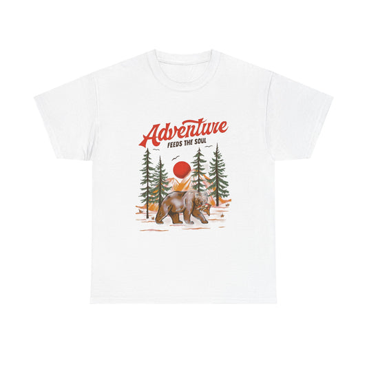 Adventure Feeds The Soul Camping Graphic T-Shirt Cotton Tee New Gift Vintage