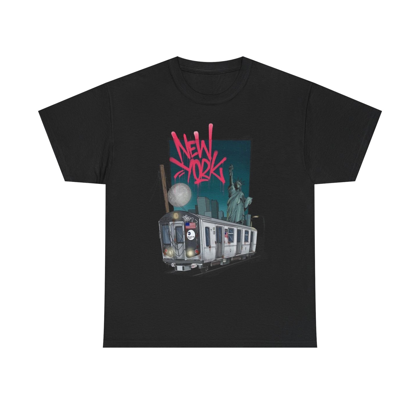 New York Subway Car Graphic T-Shirt Unisex Heavy Cotton Tee NEW