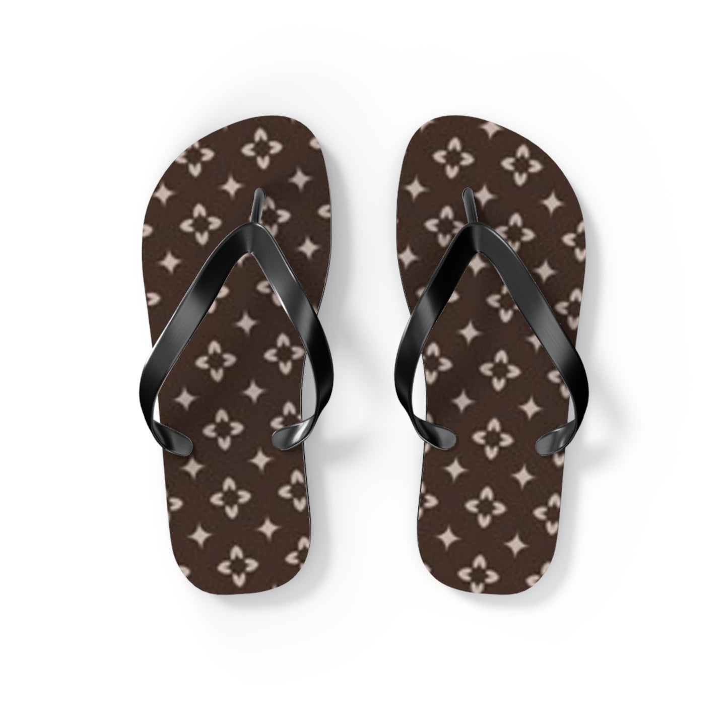 Brown And White Monogram Flip Flops, Sandals Slides, Summer Footwear, Brand New