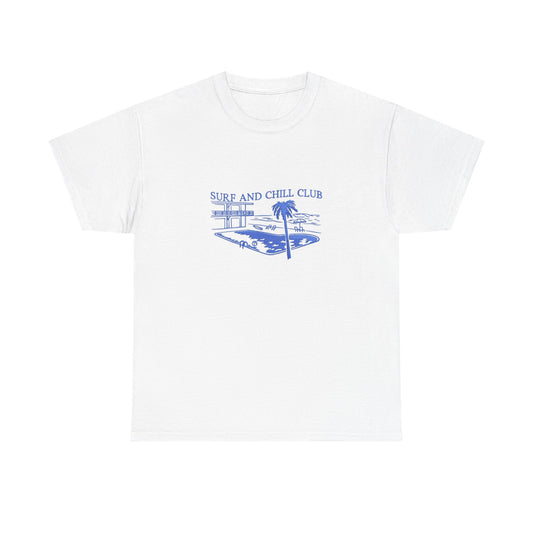 Surf And Chill Club Graphic T Shirt NEW Unisex Heavy Cotton Tee