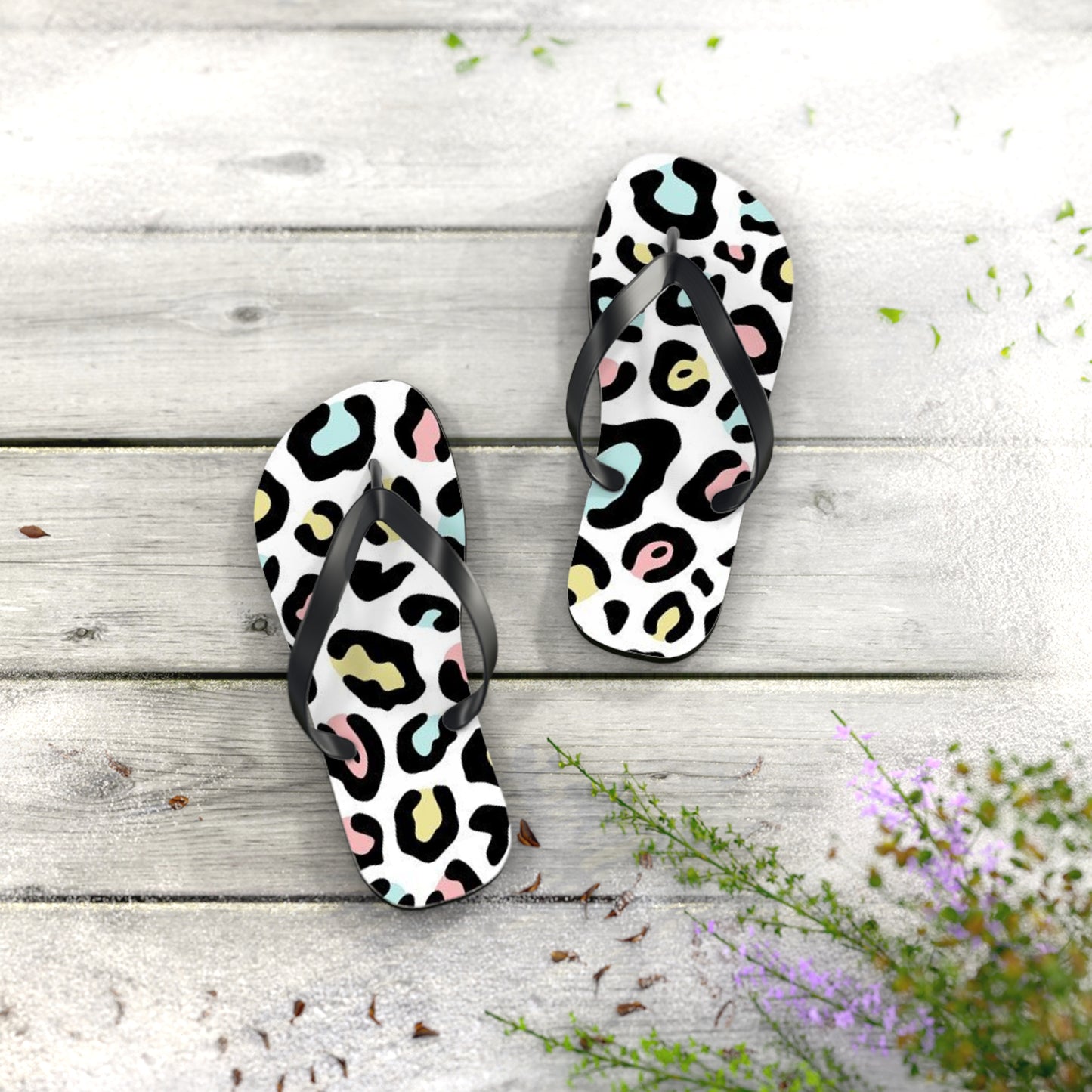 Fruity Cheetah Beach Sandals, Slides for Summer, Flip Flops, Water Resistant