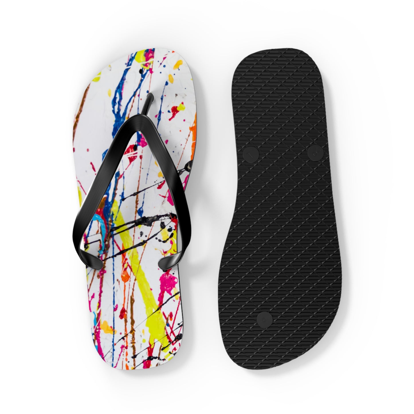 Waves And Sun Sandals Paint Splatter Summer Flip Flops Slides BRAND NEW