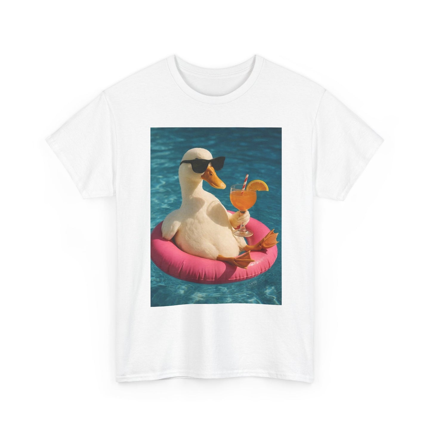 Duck On Vacation Funny Graphic T-Shirt Unisex Heavy Cotton Tee NEW