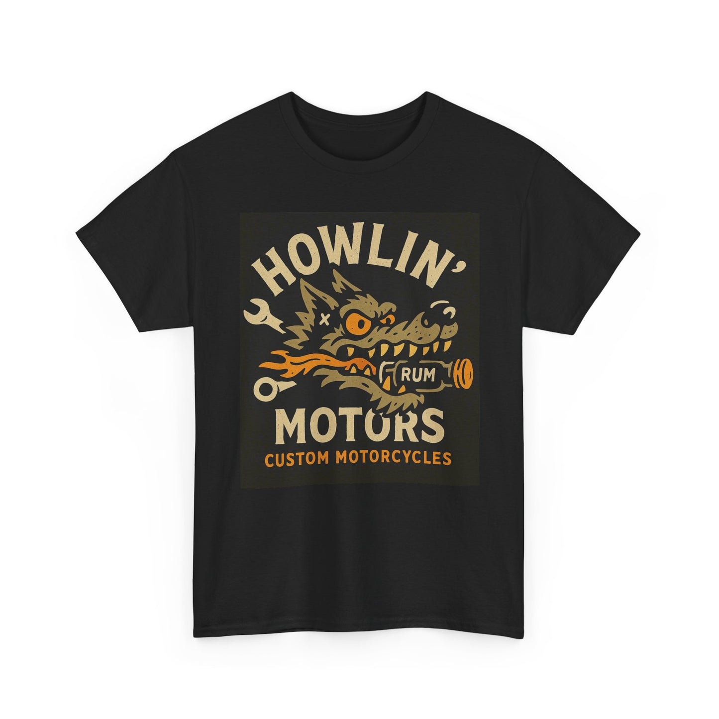 Howlin Motors Graphic T Shirt Motorcycles Vintage Unisex Heavy Cotton Tee