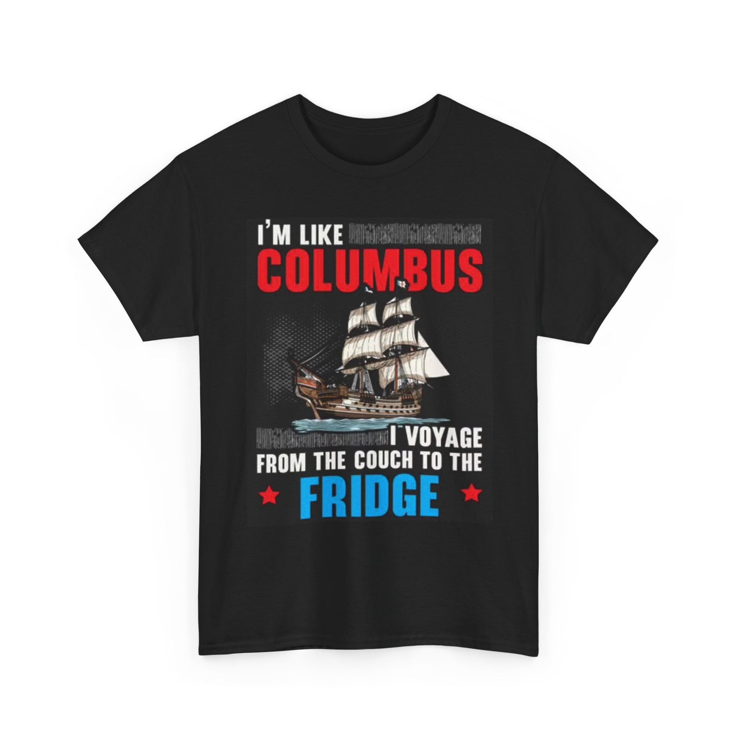 Christopher Columbus Beer Fridge Funny Graphic T Shirt Unisex Heavy Cotton Tee