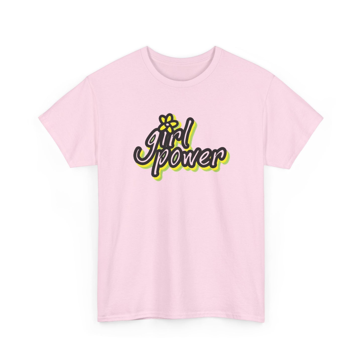 Girl Power Graphic T Shirt Girly Tee Retro Flower Power Unisex Heavy Cotton Tee