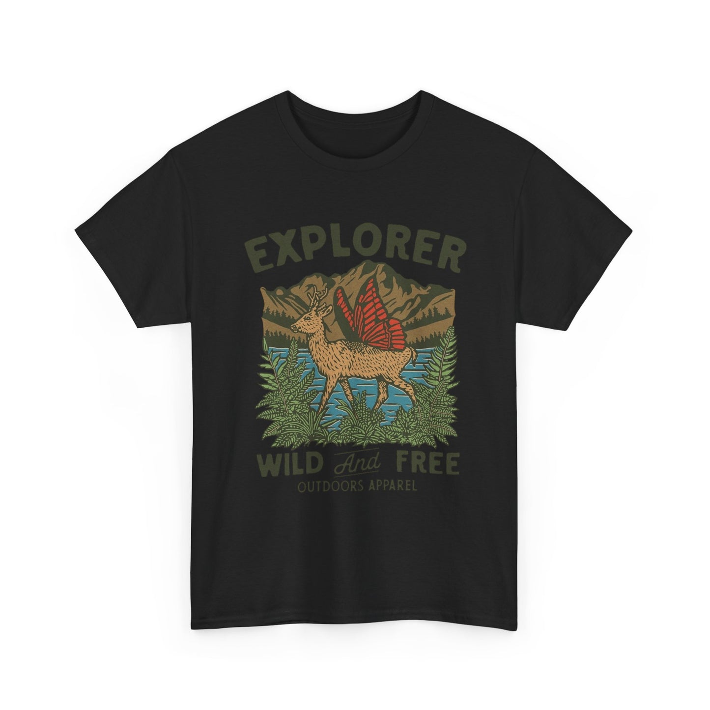 Explorer Wild And Free Graphic T Shirt Unisex Heavy Cotton Tee