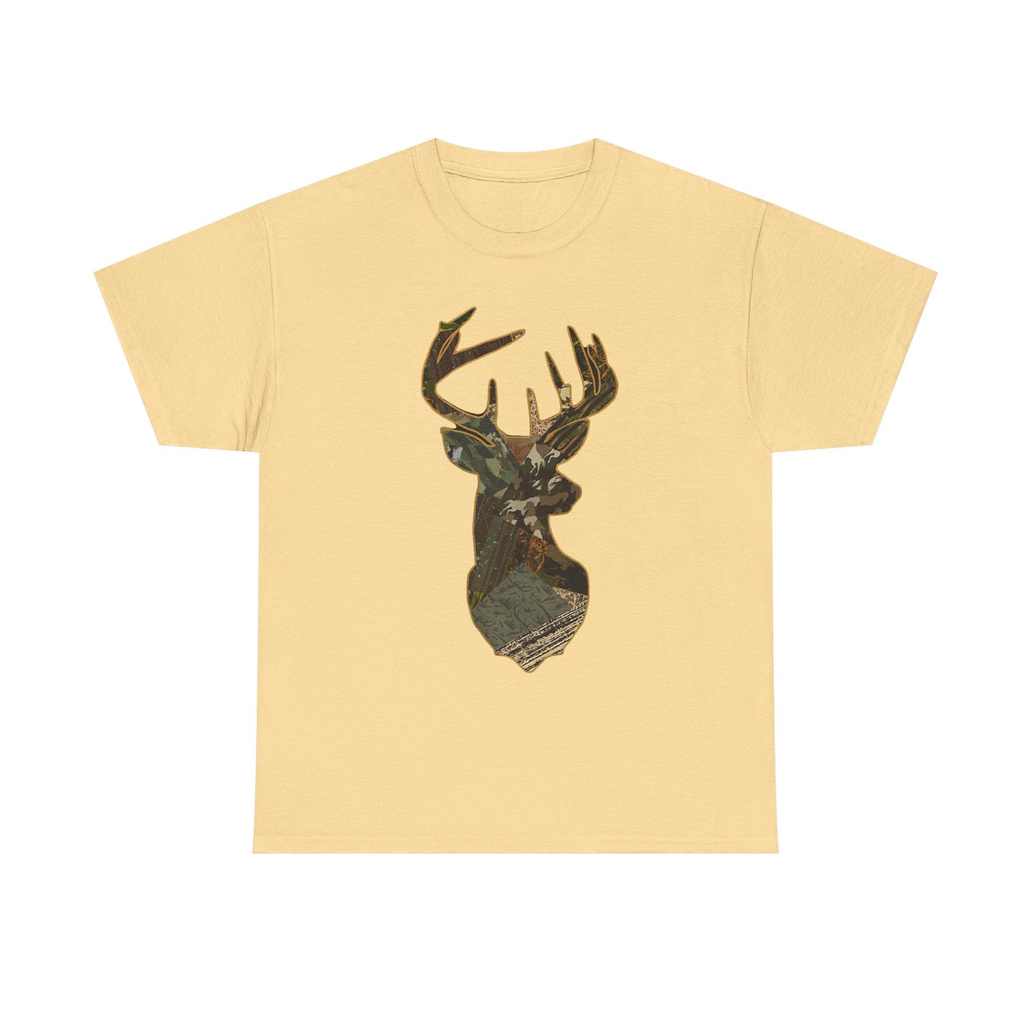 Camo Deer Buck Graphic T Shirt Unisex Heavy Cotton Tee NEW