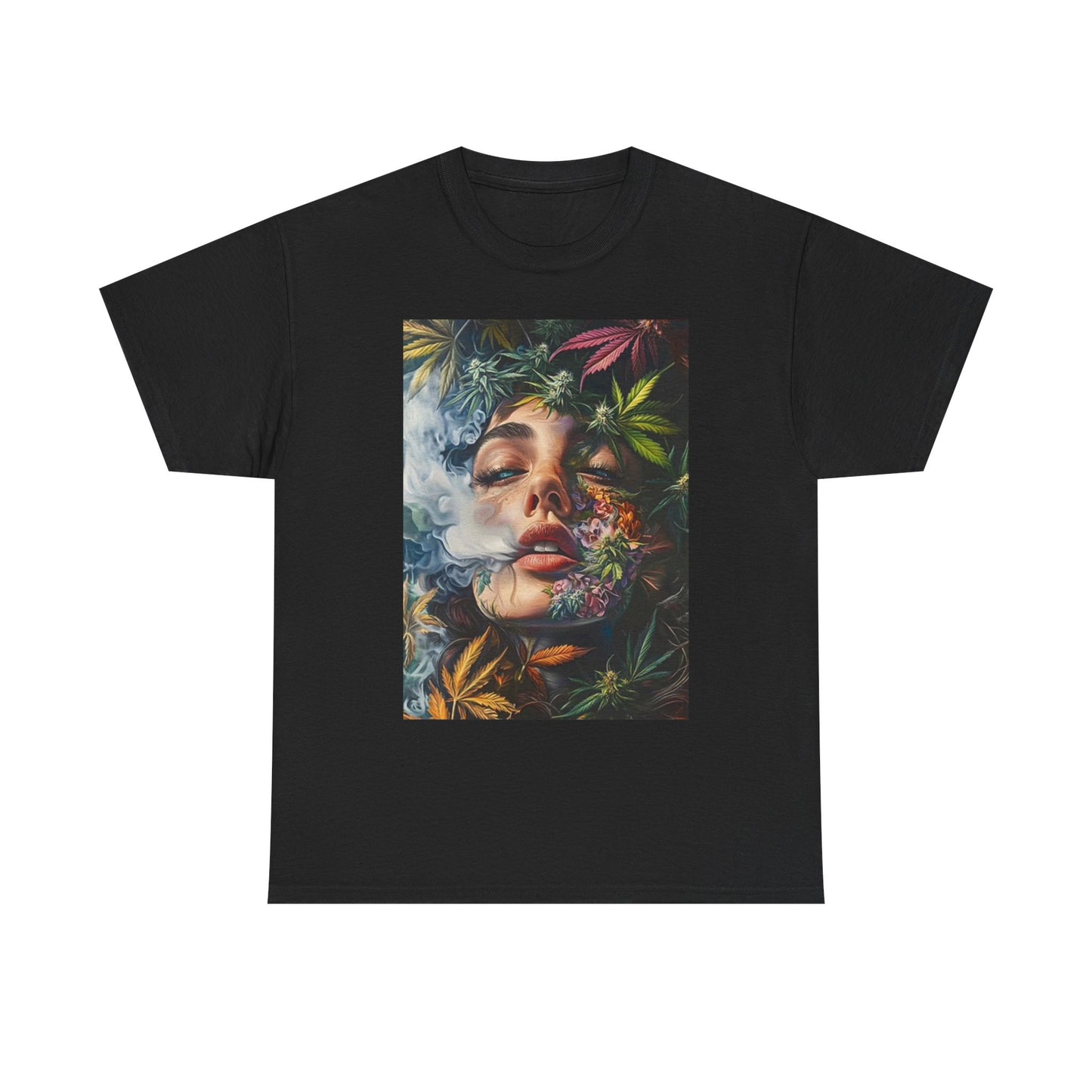 Mother Nature Pot Leaf Multi Color T Shirt Graphic Unisex Heavy Cotton Tee