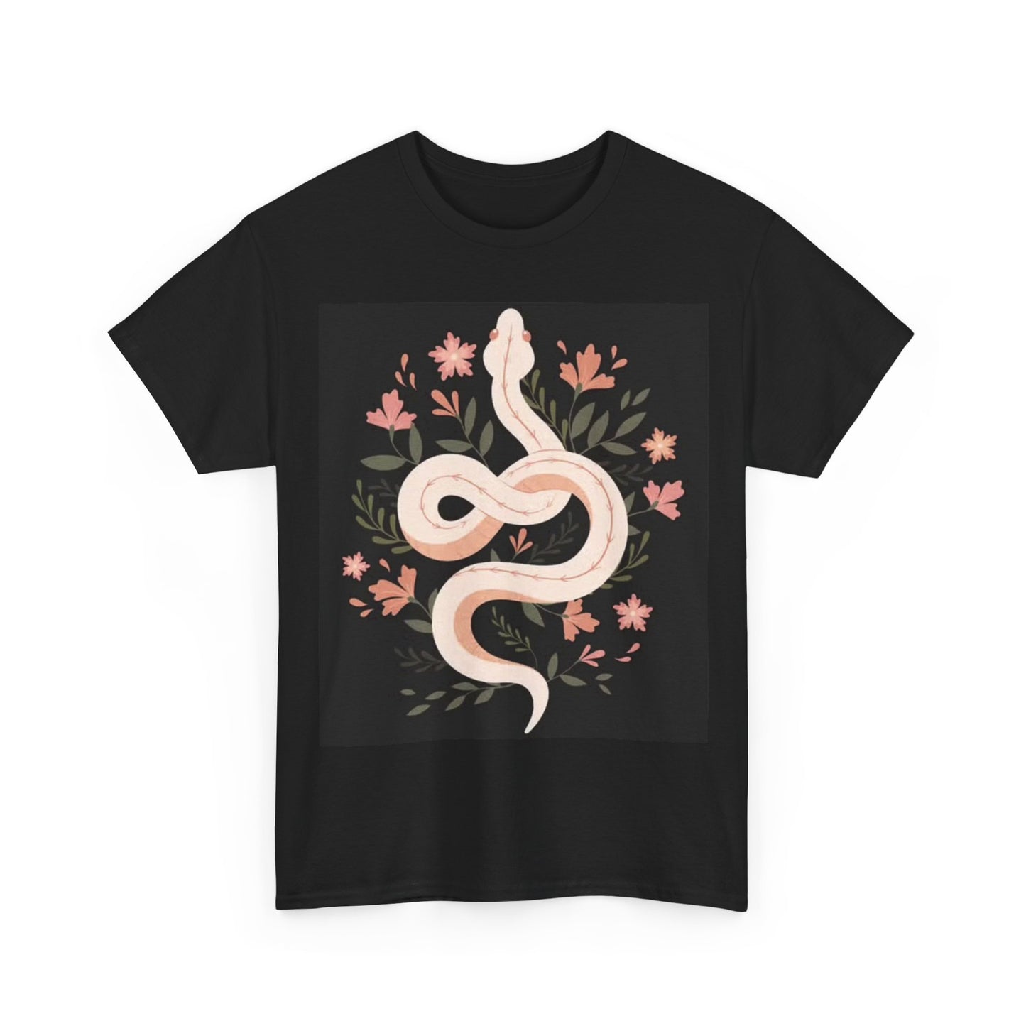 Pink Snake Tshirt Cute Flower Girly Graphic Unisex Heavy Cotton Tee