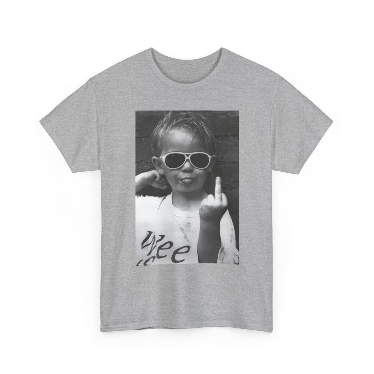 Middle Finger Funny Kid Graphic T Shirt Jokes Unisex Heavy Cotton Tee