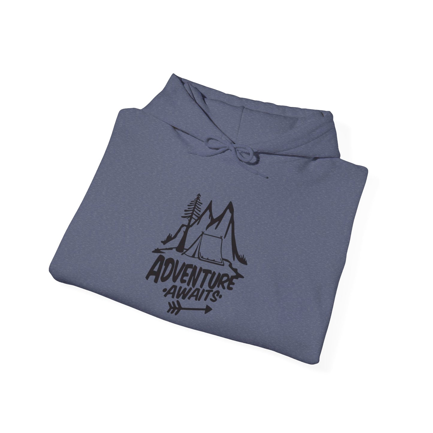 Adventure Awaits Camping Graphic Hoodie Unisex Heavy Blend™ Hooded Sweatshirt