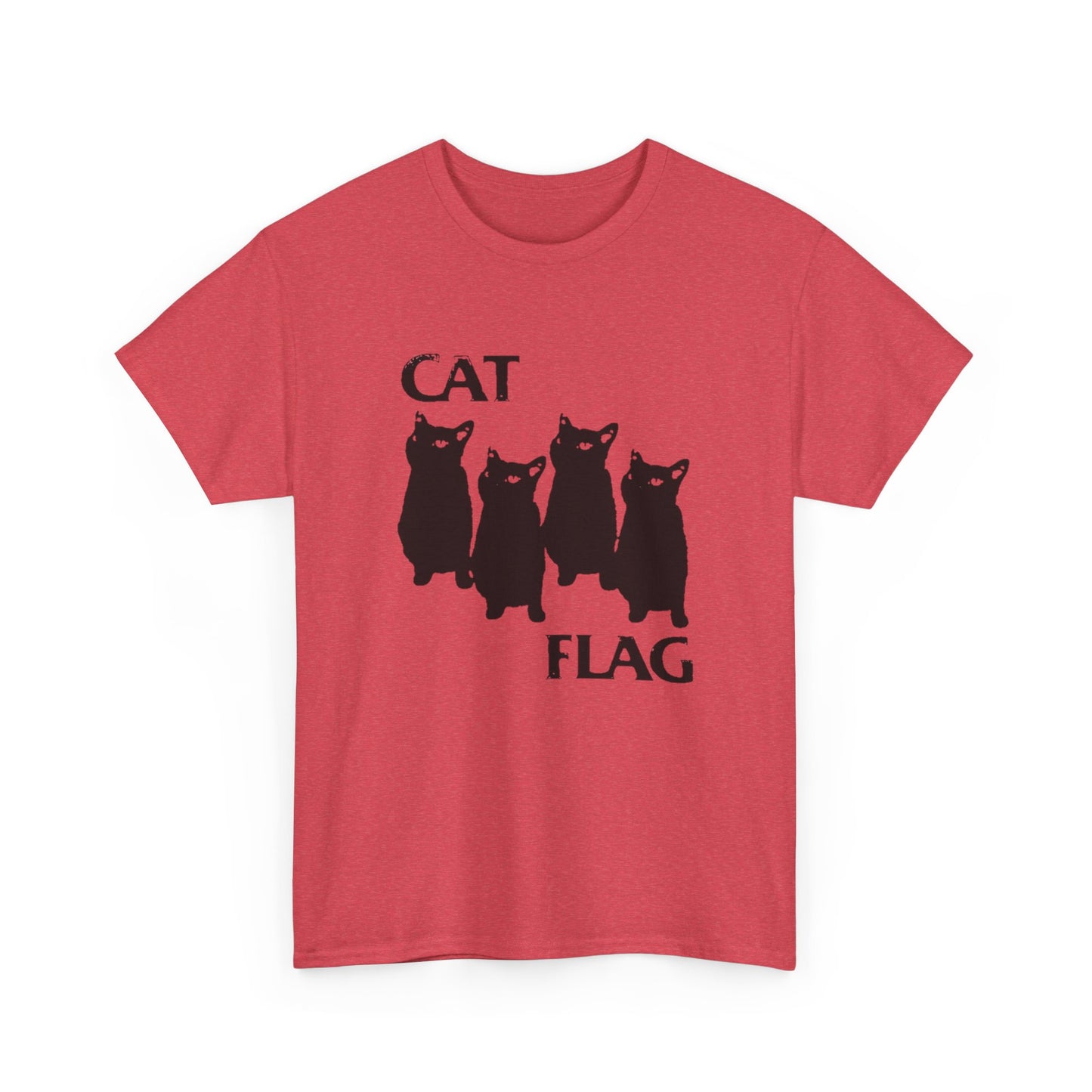 Cat Flag Funny Retro Graphic T Shirt Unisex Heavy Cotton Tee