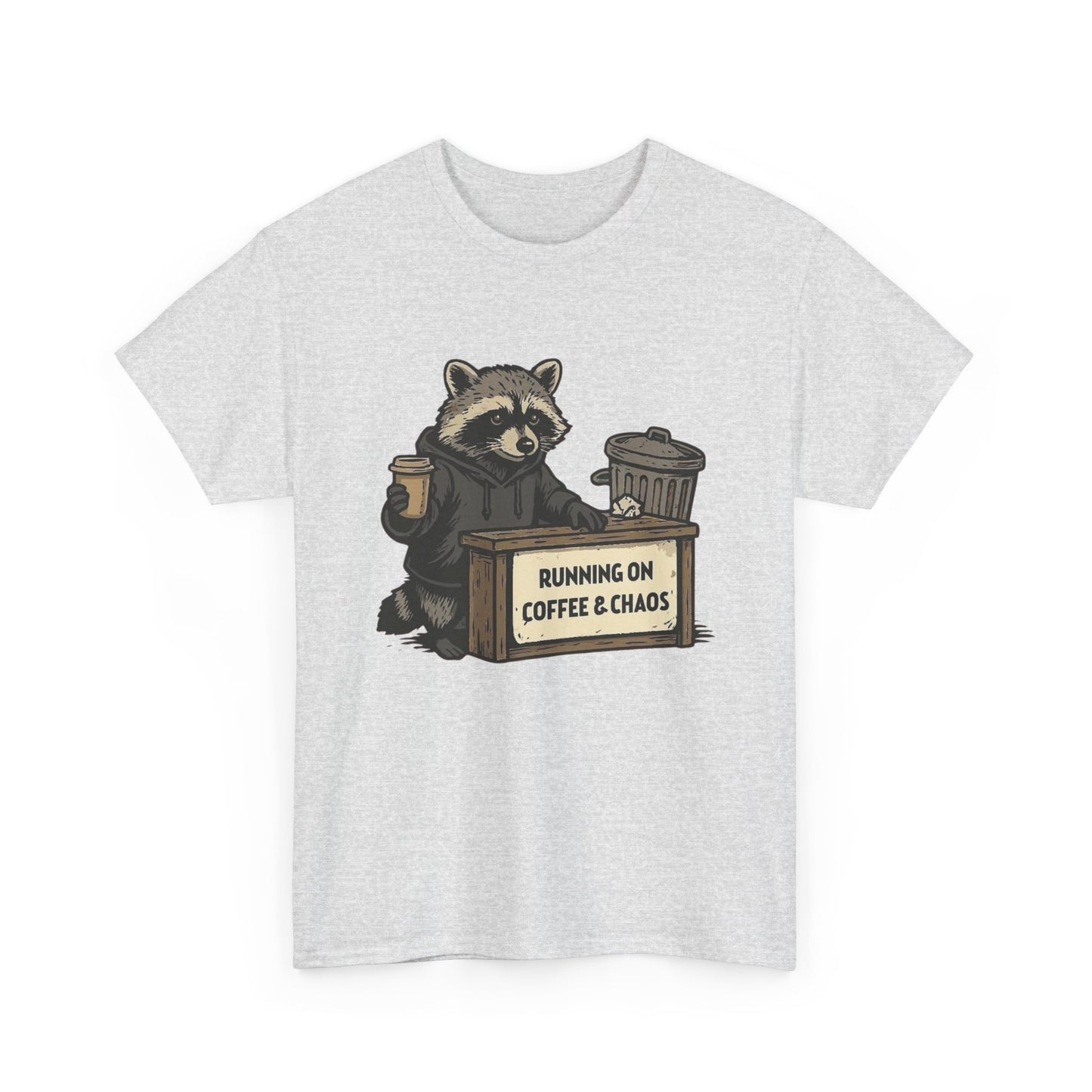 Running On Coffee And Chaos Funny Graphic T Shirt Heavy Cotton Tee Gift Vintage