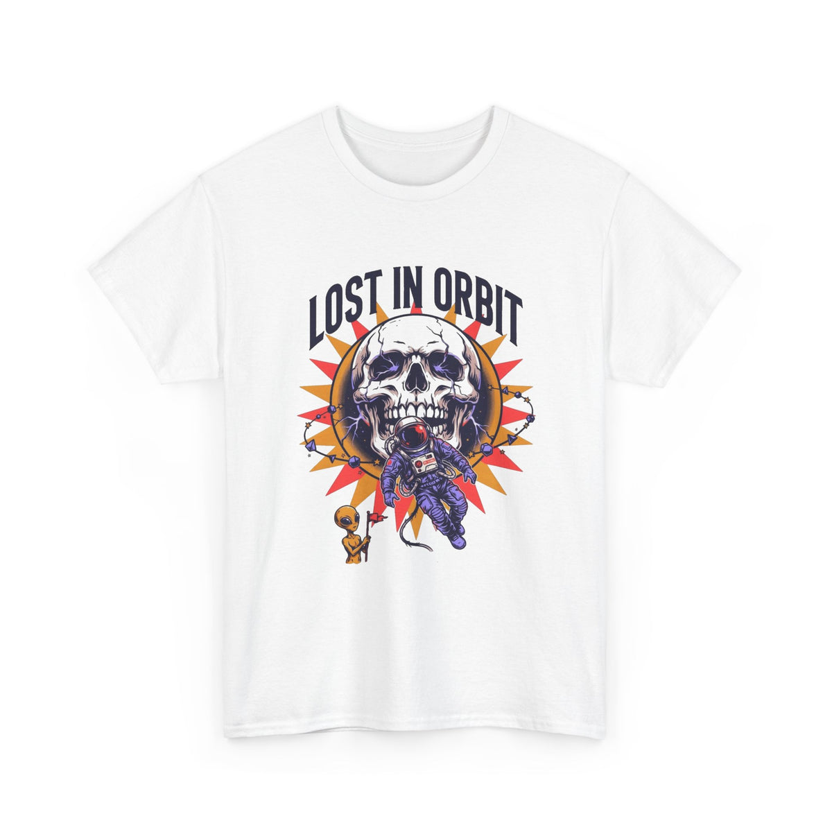 Lost In Orbit Graphic T Shirt Men's Space Alien's Heavy Cotton Tee
