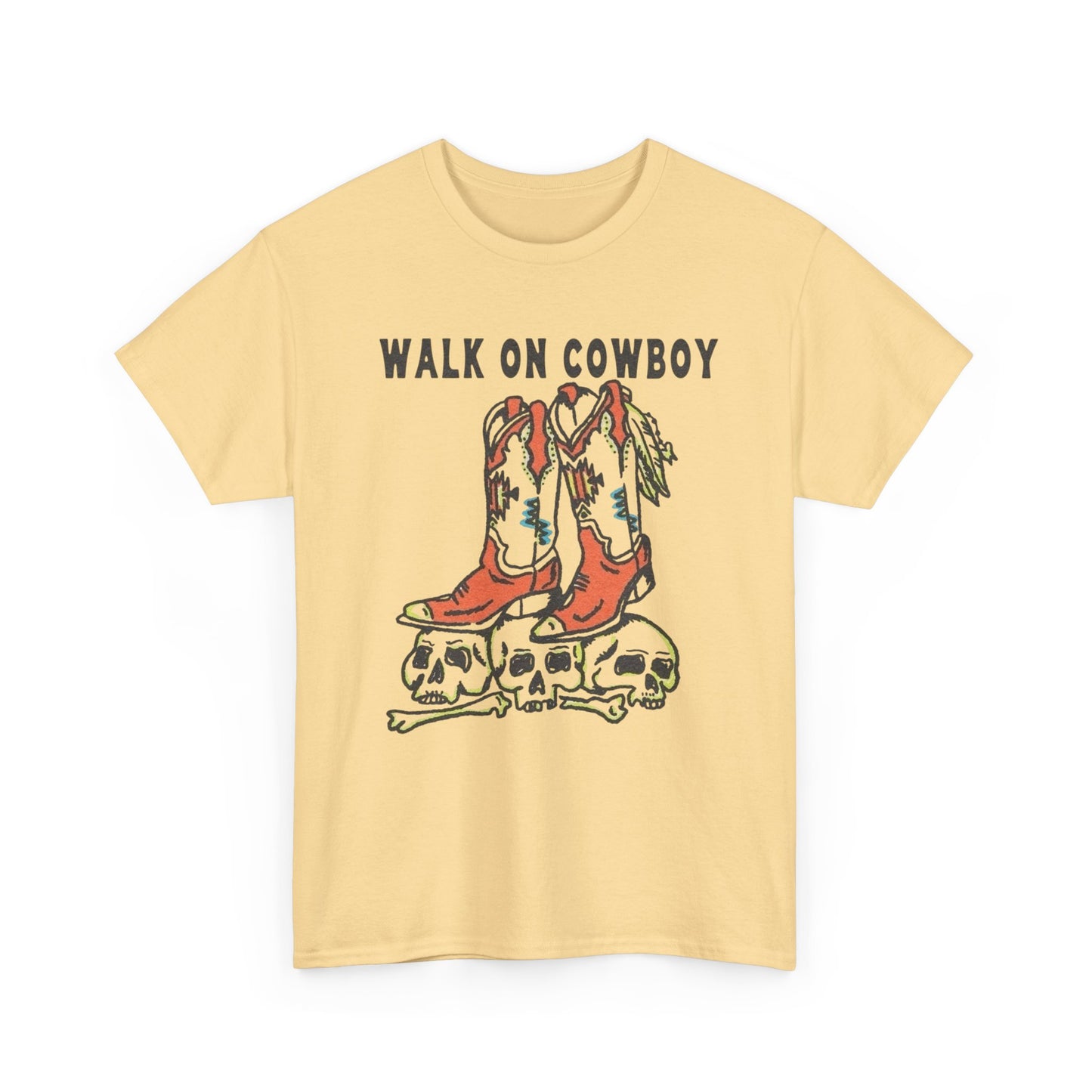Walk On Cowboy Graphic T Shirt Unisex Heavy Cotton Tee
