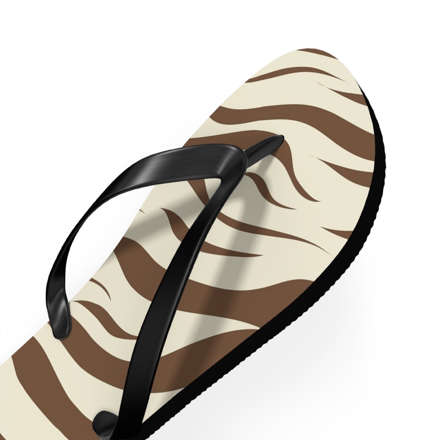 Brown Zebra Print Beach Sandals, Slides for Summer, Flip Flops, Water Resistant