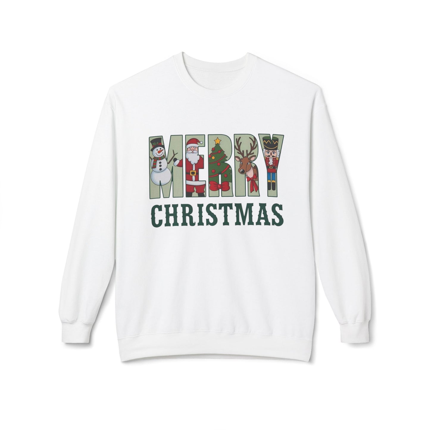 Merry Christmas Snowman Sweater NEW Unisex Fleece Crewneck Sweatshirt