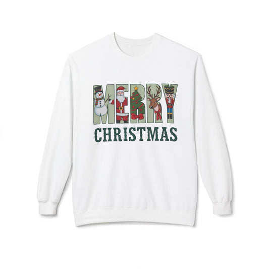 Merry Christmas Snowman Sweater NEW Unisex Fleece Crewneck Sweatshirt