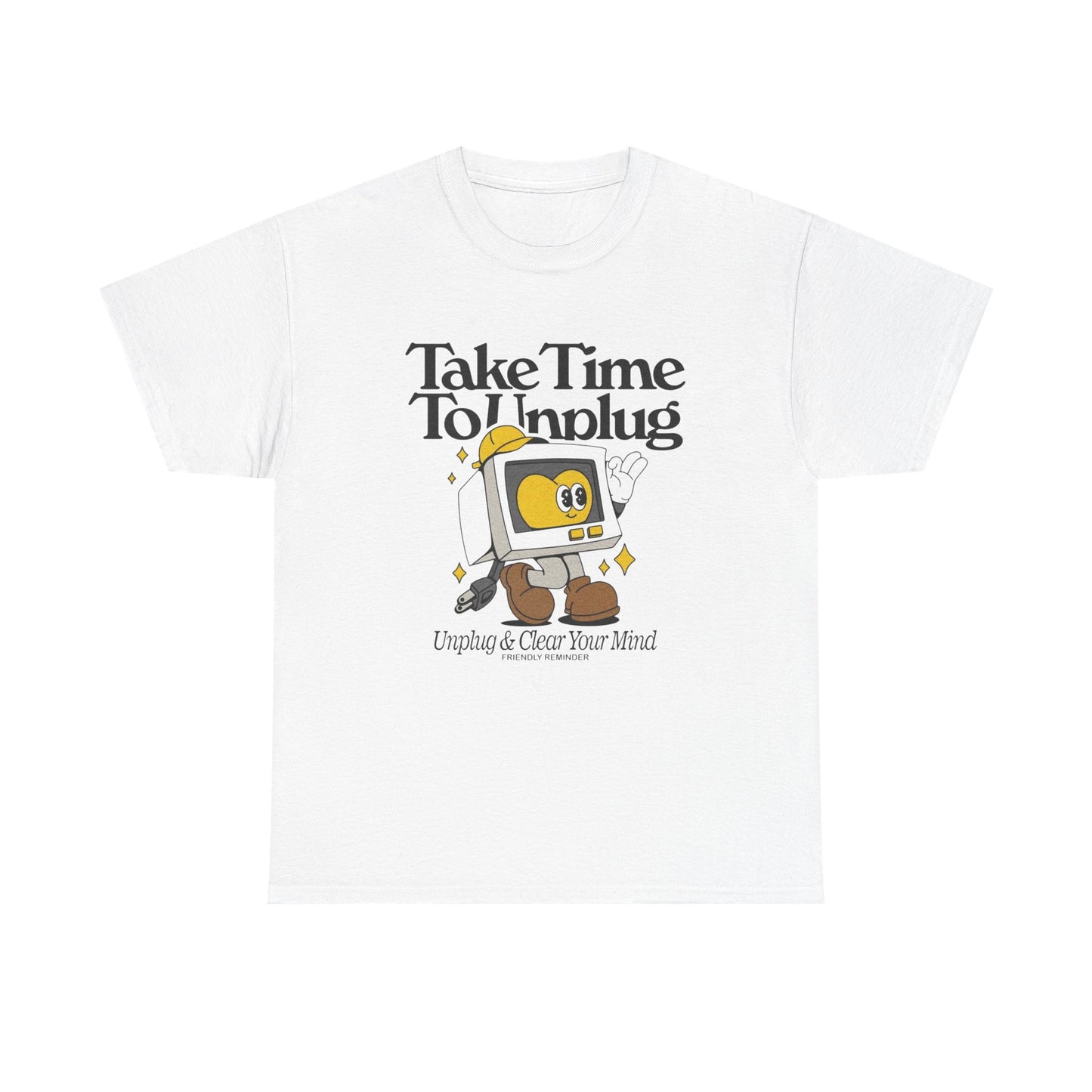 Take Time To Unplug Graphic T Shirt Unisex Heavy Cotton Tee NEW Gift