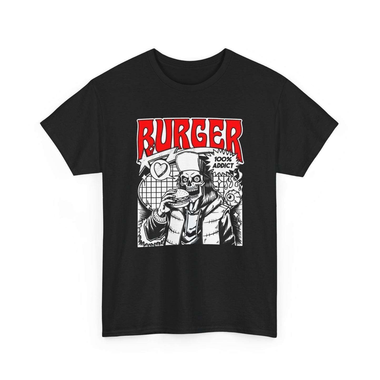 Burger Addict Funny Graphic T Shirt Unisex Heavy Cotton Tee