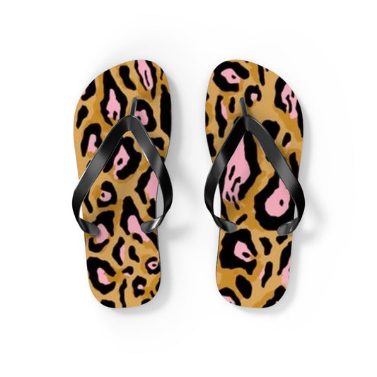 Animal Print Pink Beach Sandals, Slides for Summer, Flip Flops