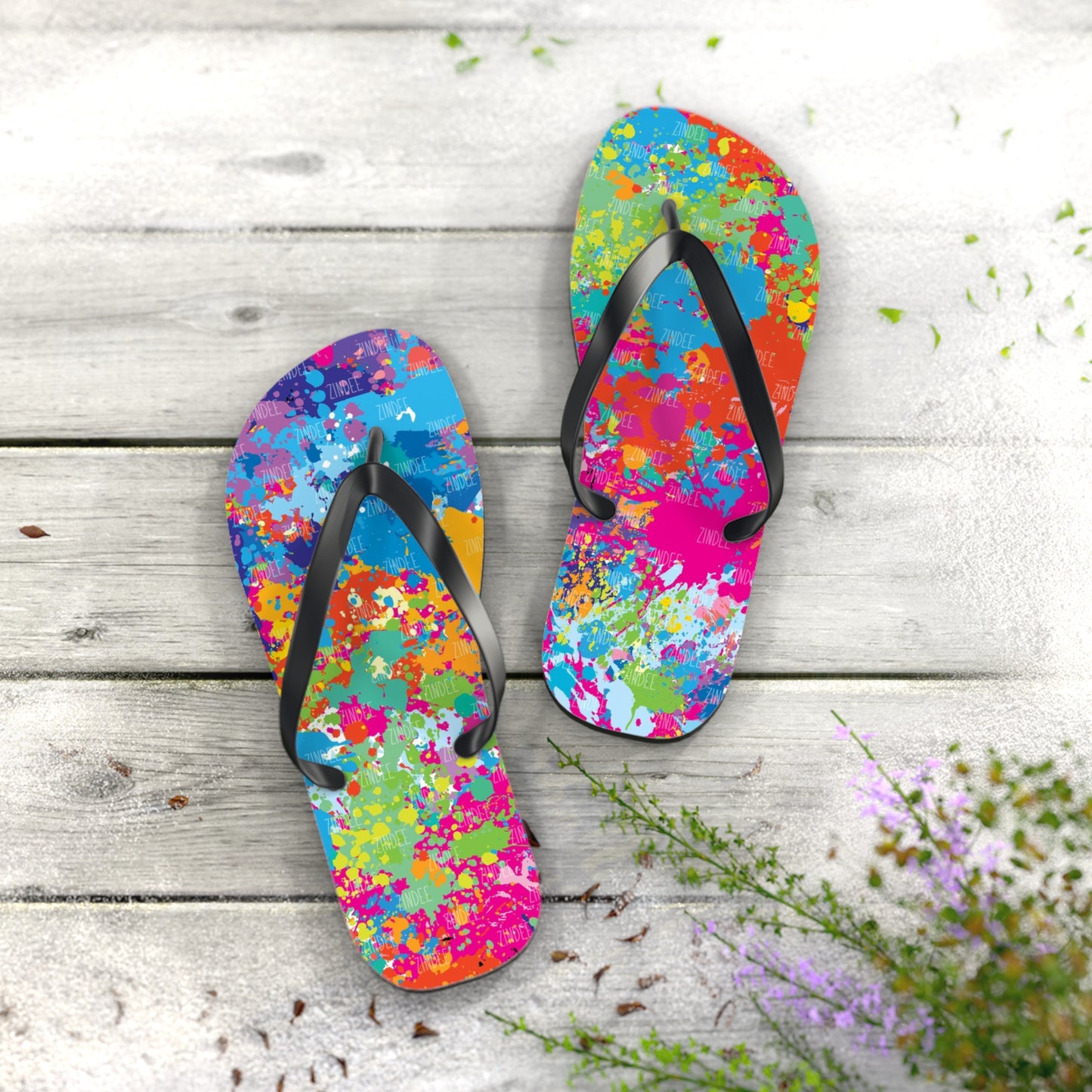 Paint Splatter Flip Flops, Sandals Slides, Summer Footwear, Brand New