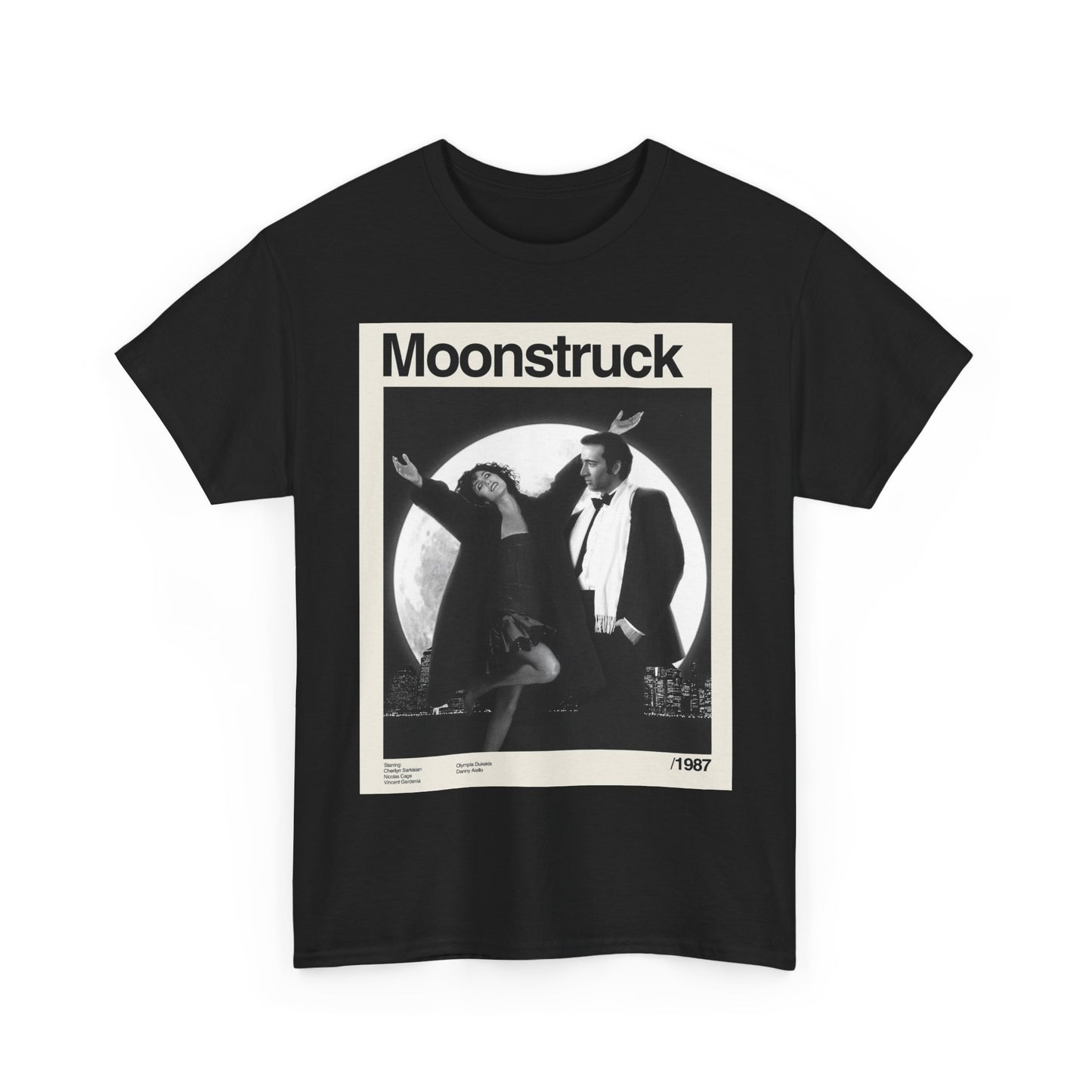 Moonstruck Tshirt Vintage Poster Nicholas Cage Cher Unisex Heavy Cotton Tee