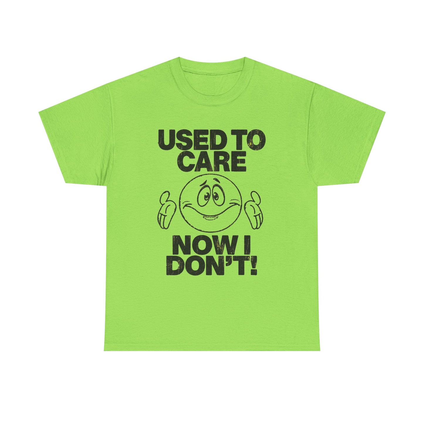Used To Care Now I Don't Graphic T Shirt Men's Heavy Cotton Tee Funny Retro