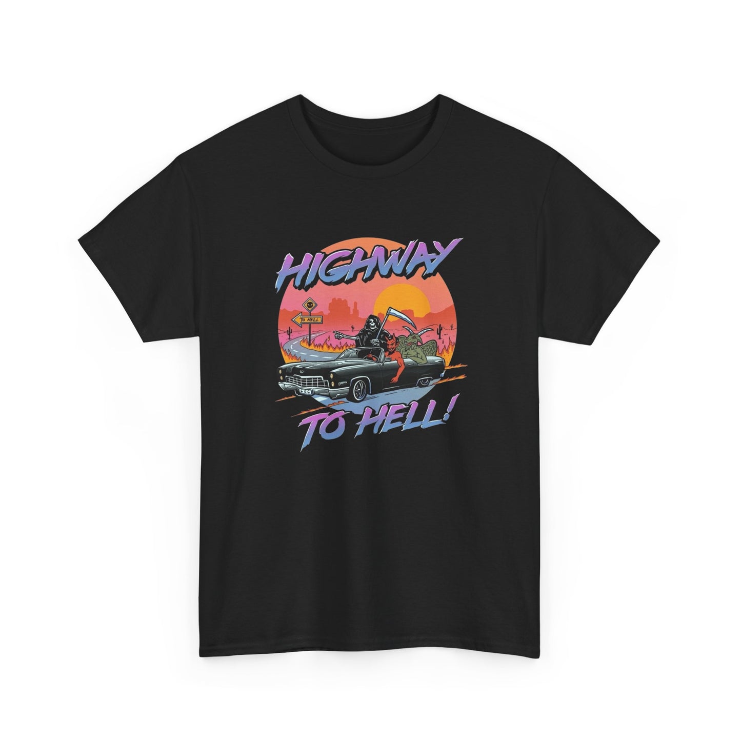 Highway To Hell Graphic T Shirt Unisex Heavy Cotton Tee NEW