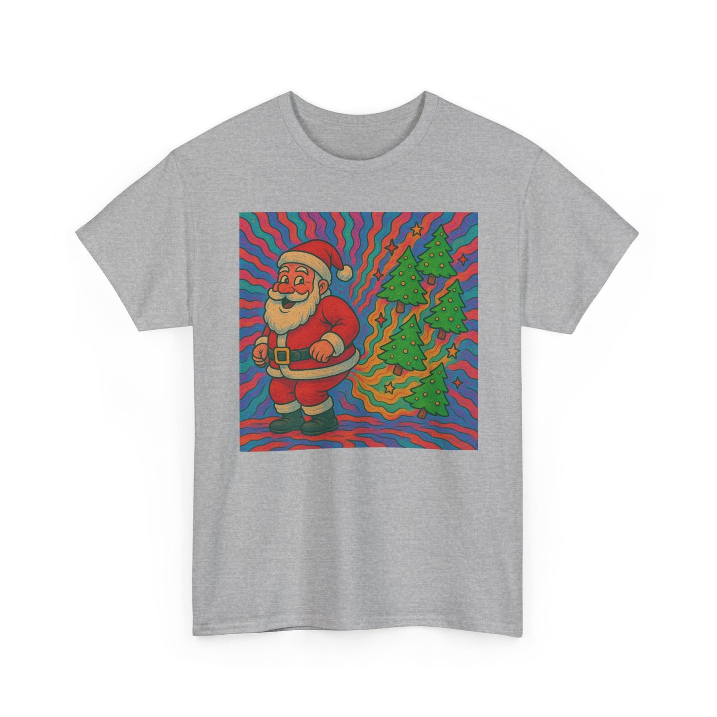 Santa Christmas Tree Cakes Funny Graphic T Shirt Trippy Unisex Heavy Cotton Tee
