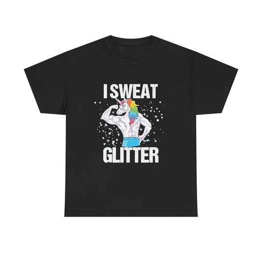 I Sweat Glitter Funny Unicorn Rainbows Graphic T Shirt NEW Unisex Heavy Cotton