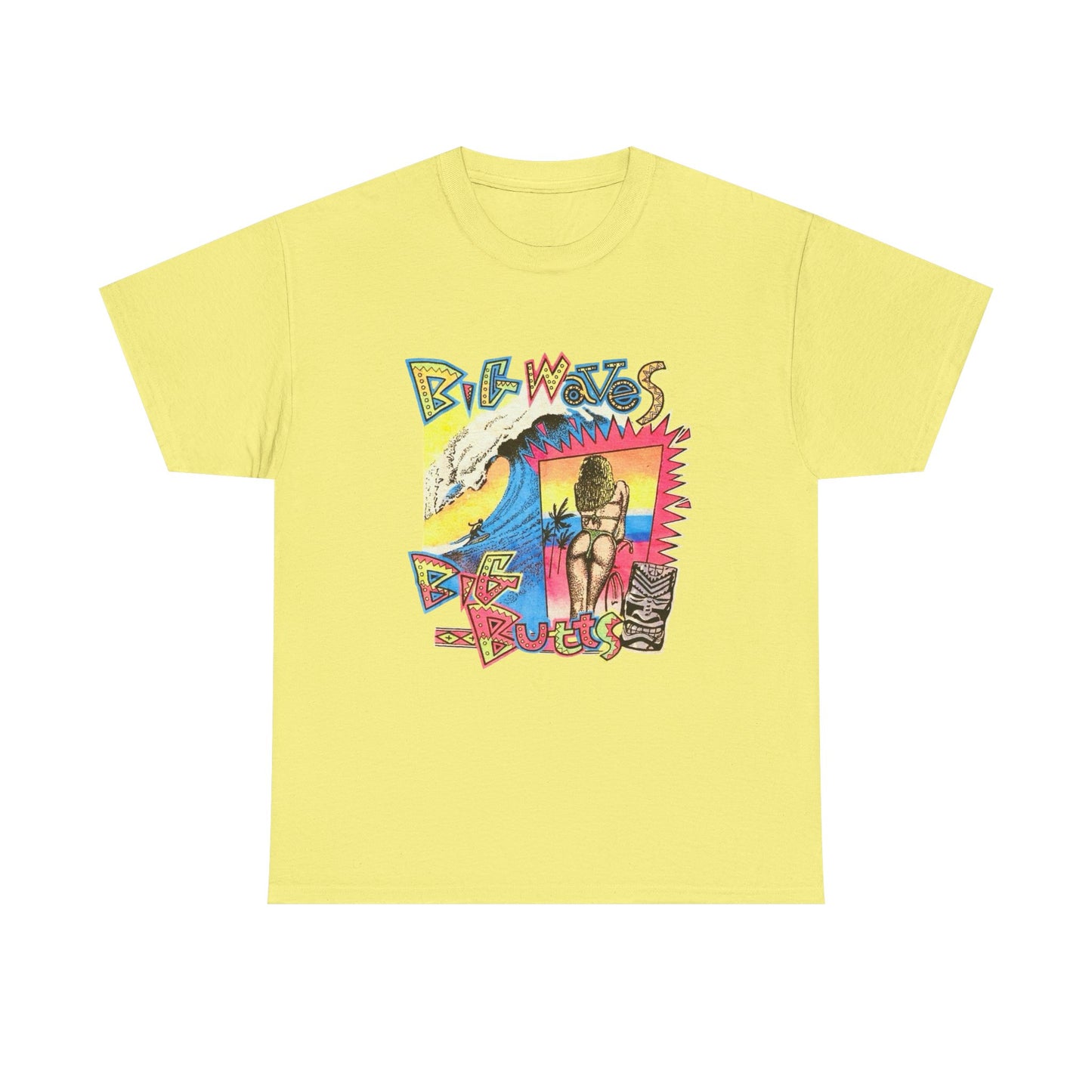 Big Waves Big Asses Vintage Surfing Graphic T Shirt NEW Unisex Heavy Cotton Tee