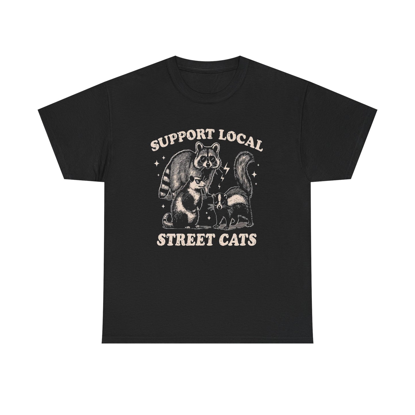 Support Local Street Cats Graphic T Shirt Cotton Tee Retro Gift