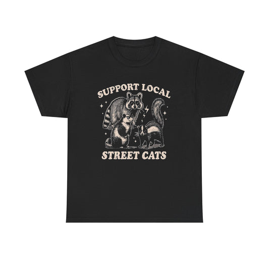 Support Local Street Cats Graphic T Shirt Cotton Tee Retro Gift