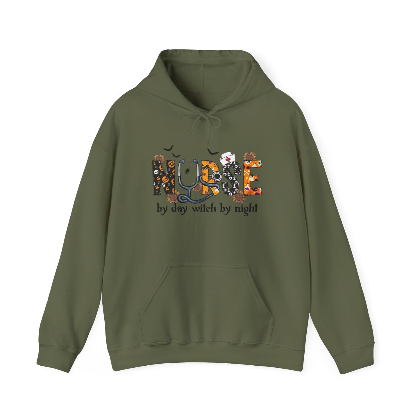 Nurse By Day Witch By Night Graphic Hoodie Unisex Heavy Blend™ Hooded Sweatshirt