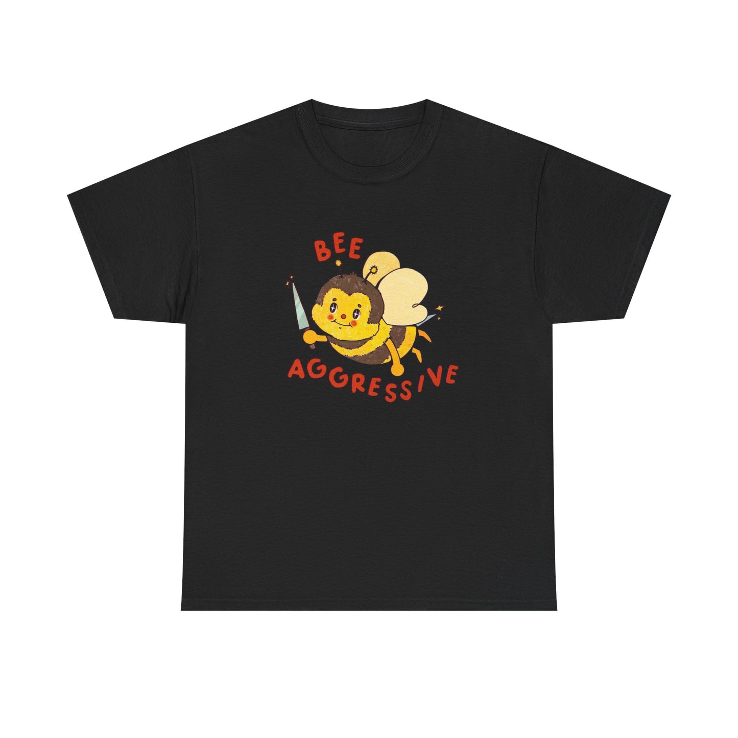 Bee Aggressive Cute T Shirt Graphic Unisex Heavy Cotton Tee NEW GIFT