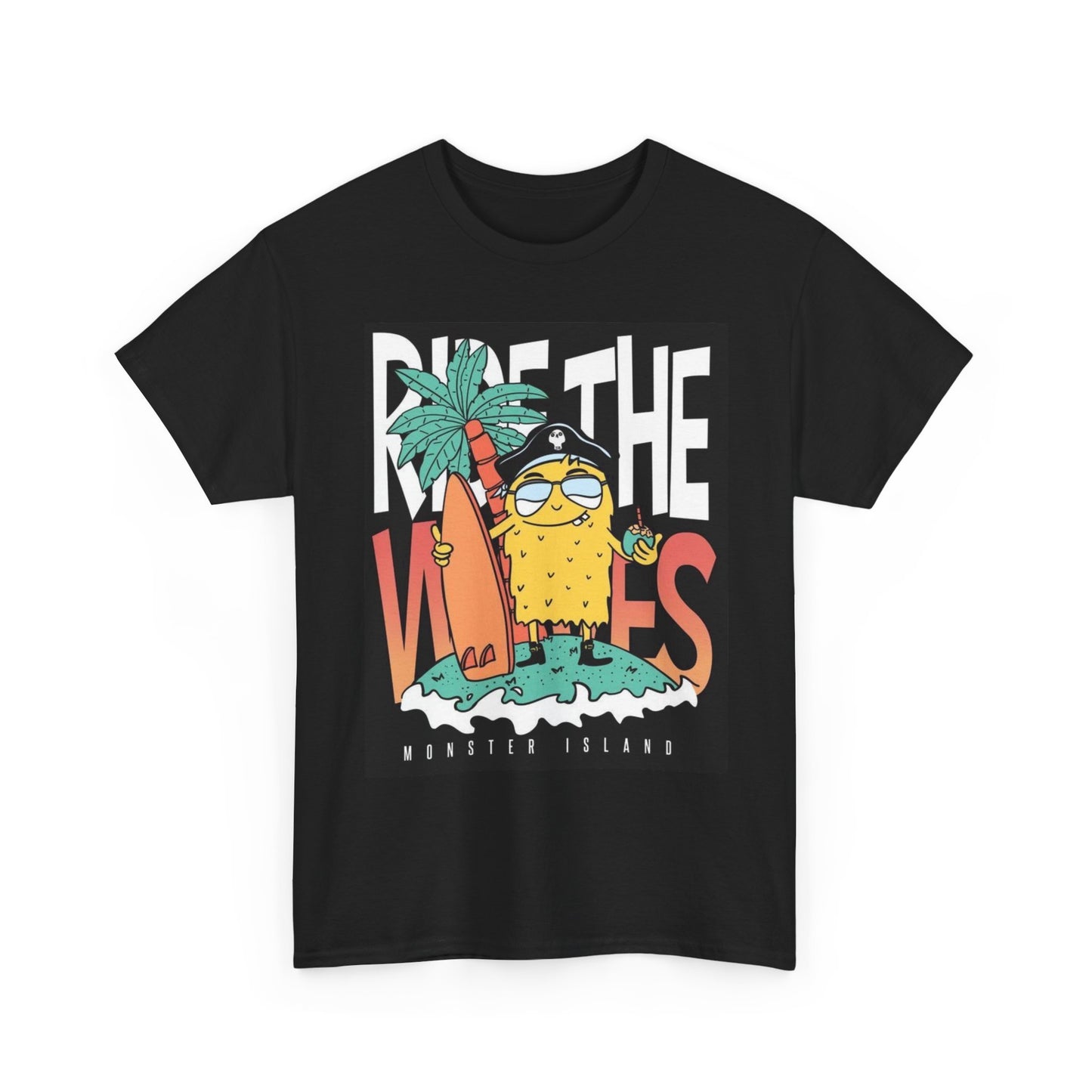 Ride The Waves Surfing Graphic T Shirt Vintage Unisex Heavy Cotton Tee