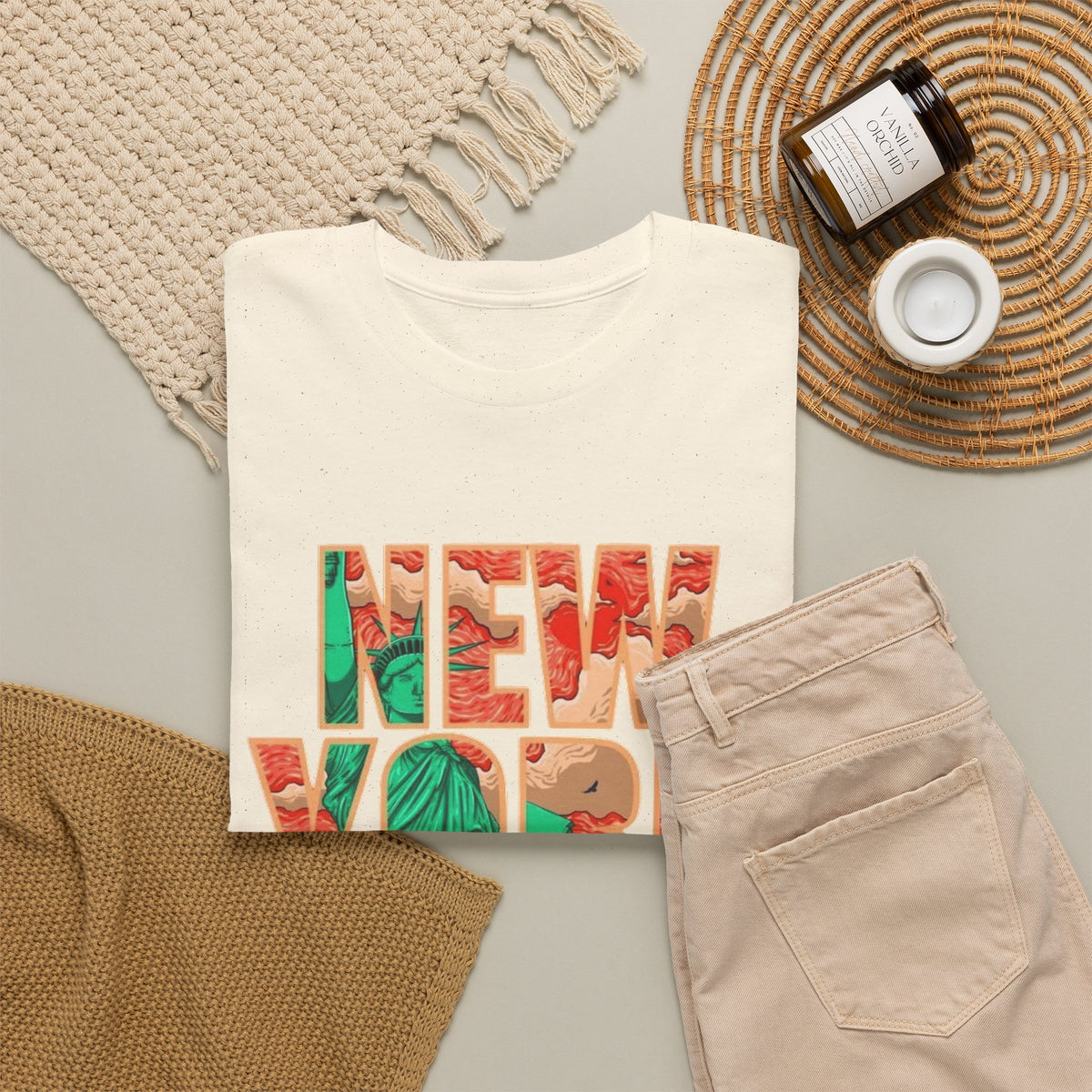 New York City Art Graphic T Shirt Men's Retro Heavy Cotton Tee