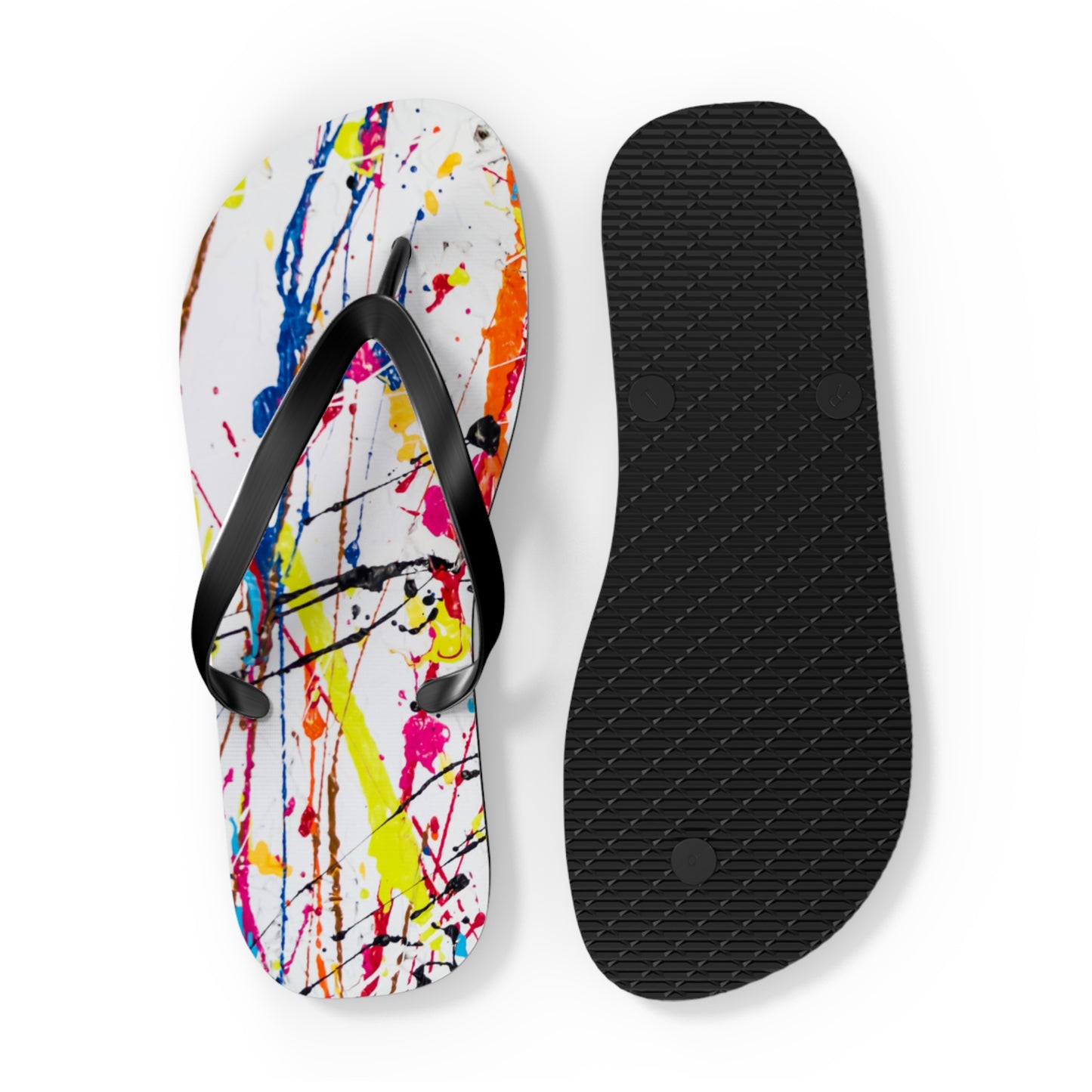 Waves And Sun Sandals Paint Splatter Summer Flip Flops Slides BRAND NEW