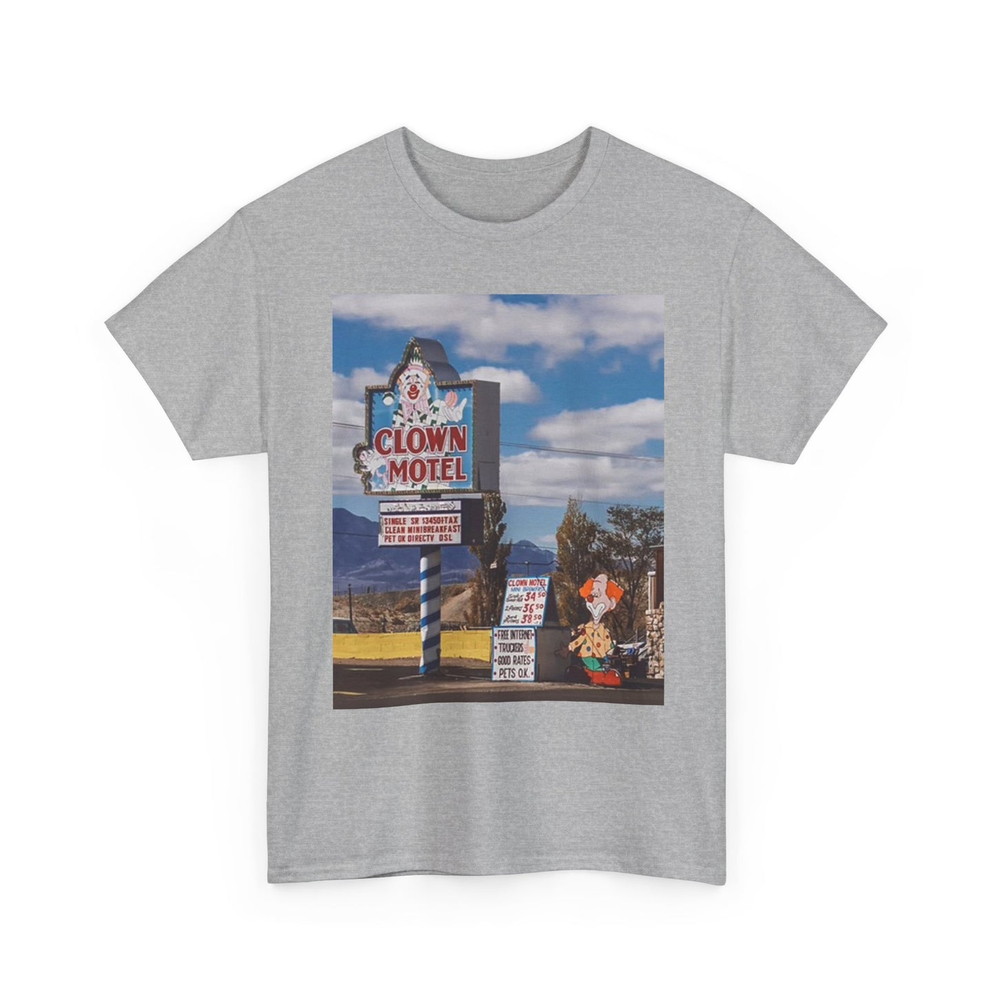 Clown Motel Graphic T Shirt Vintage Fair Funny Retro Unisex Heavy Cotton Tee