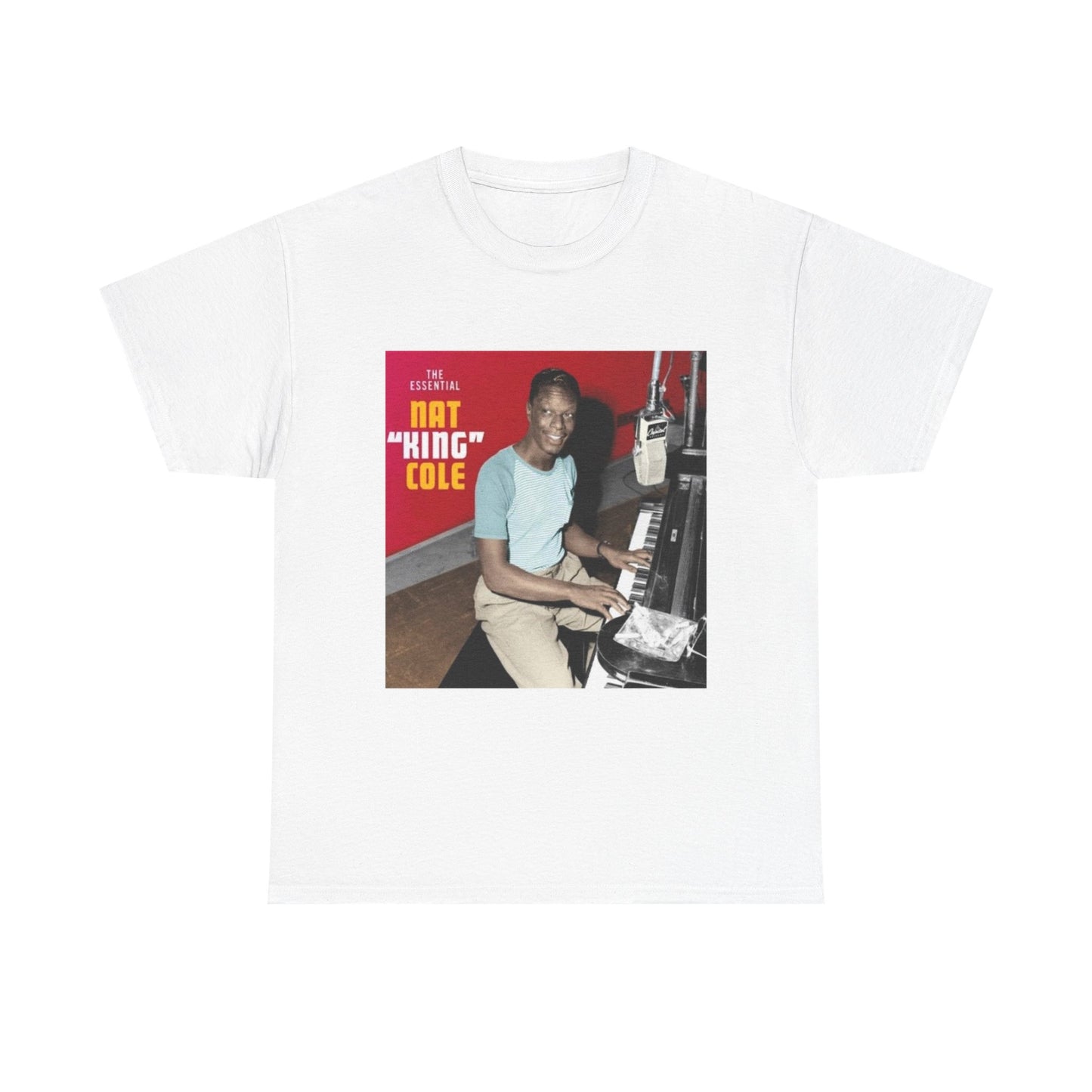Nat King Cole Tshirt Vintage Piano Concert Poster retro Unisex Heavy Cotton Tee
