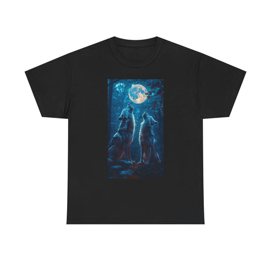Wolves Howling At The Moon T Shirt Vintage Unisex Heavy Cotton Tee