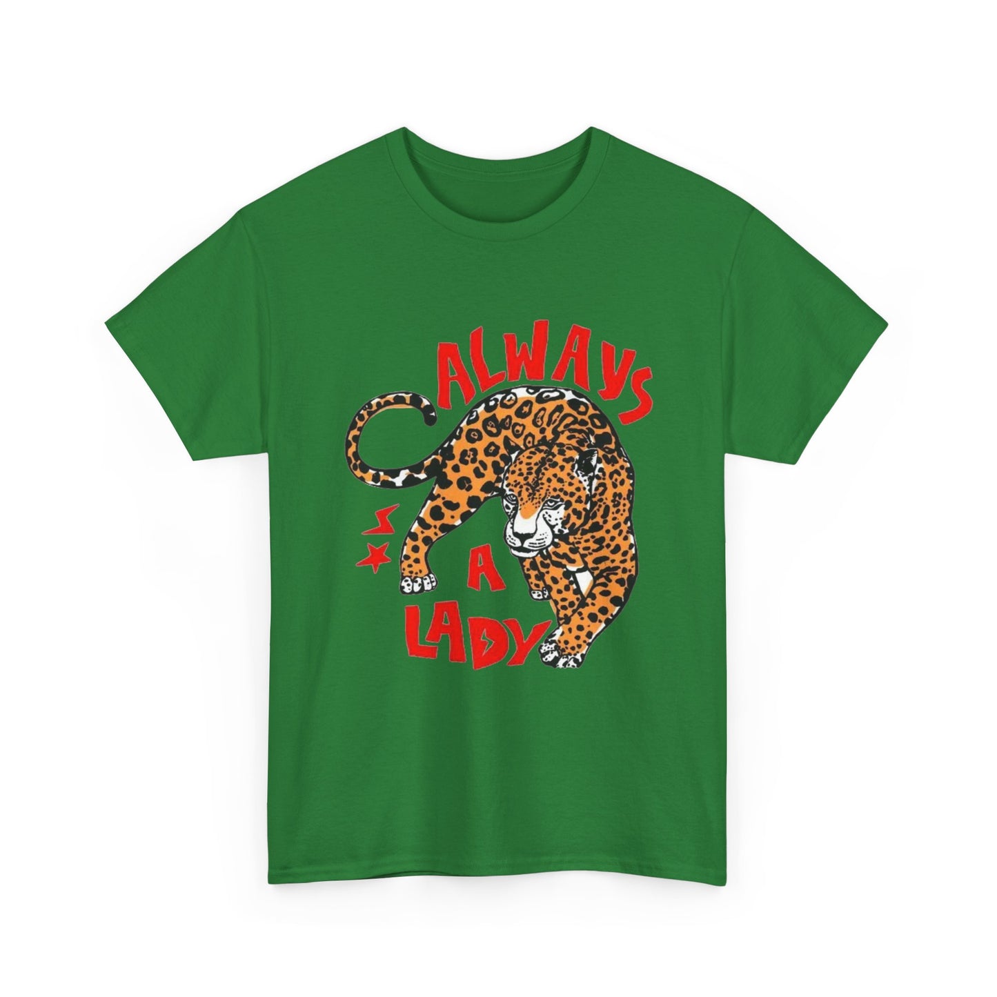 Always A Lady Cheetah Retro Graphic T Shirt Regular Men's Heavy Cotton Tee
