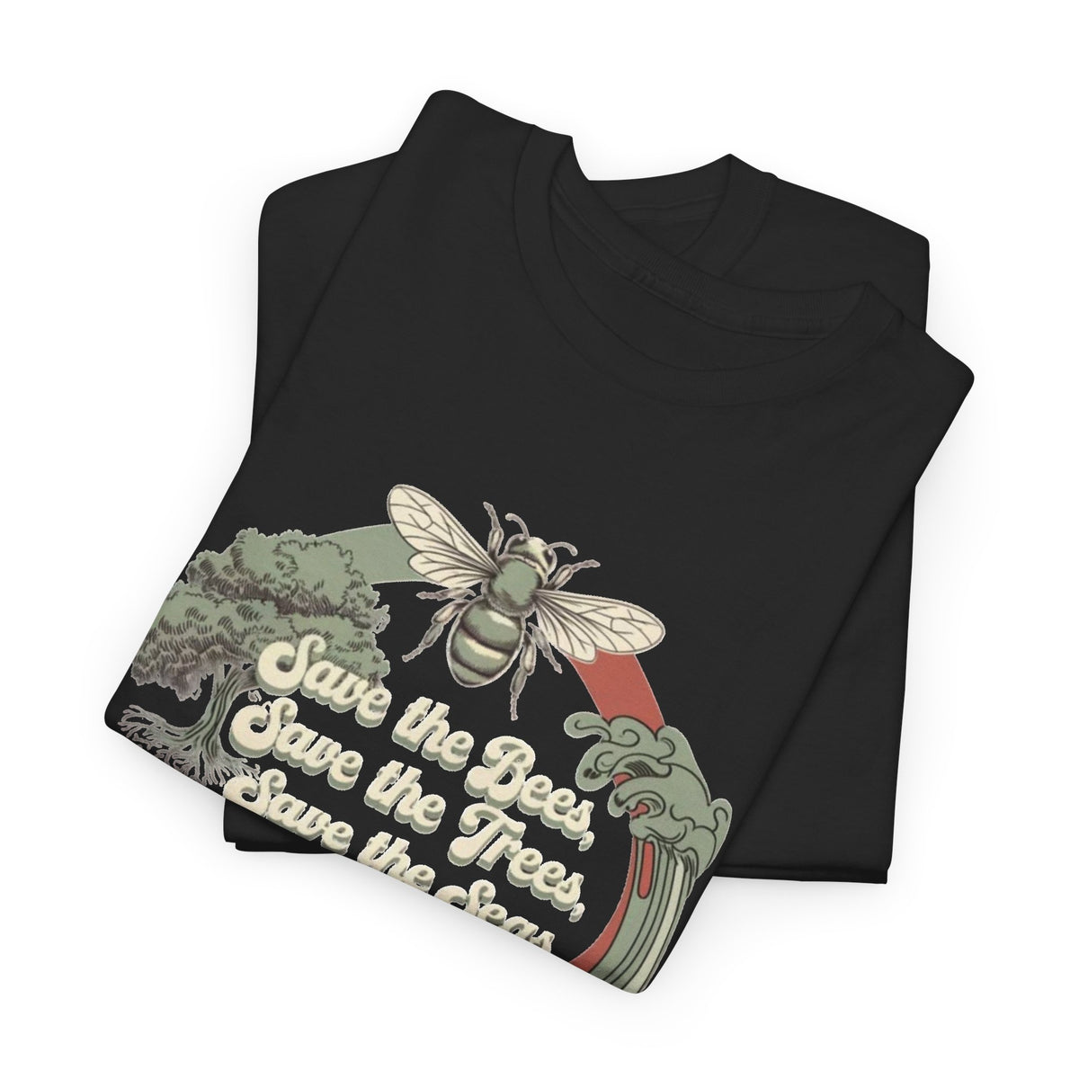 Save The Bees Save The Trees Graphic T Shirt Men's Heavy Cotton Tee